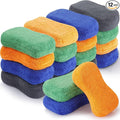 12 Pack Microfiber Car Wash Sponge 9" x 4.3" Large Sponges Two-Sided Non-Scratch Wash Mitt Microfiber Applicator Pad for Car Washing Supplies, Extra Thick Foam Kit Great for Cleaning