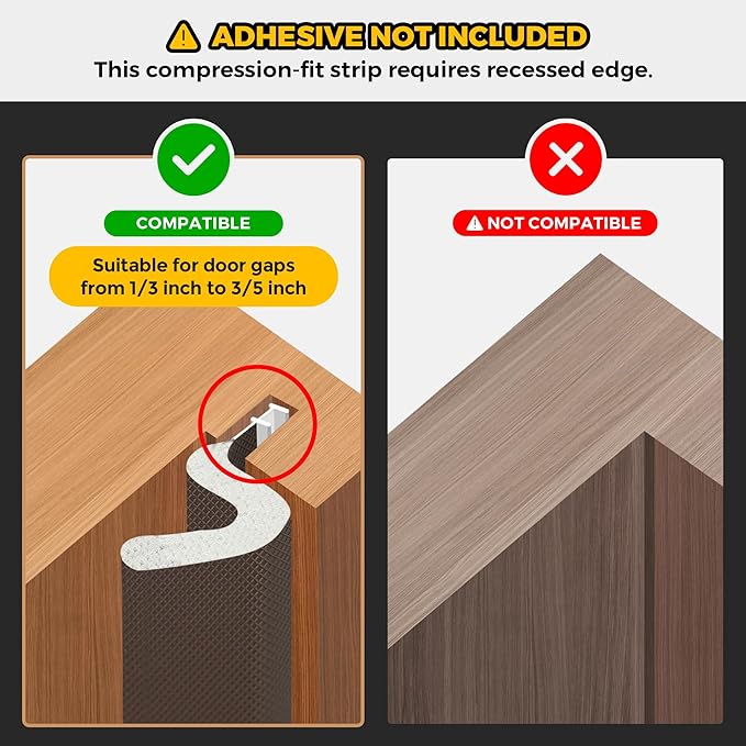 Weather Stripping Door Seal Strip - Soundproof Q-Shaped Foam for Exterior Door Frame, Large Gap Seal, Noise Cancelling, Easy to Install (Brown, 60FT)