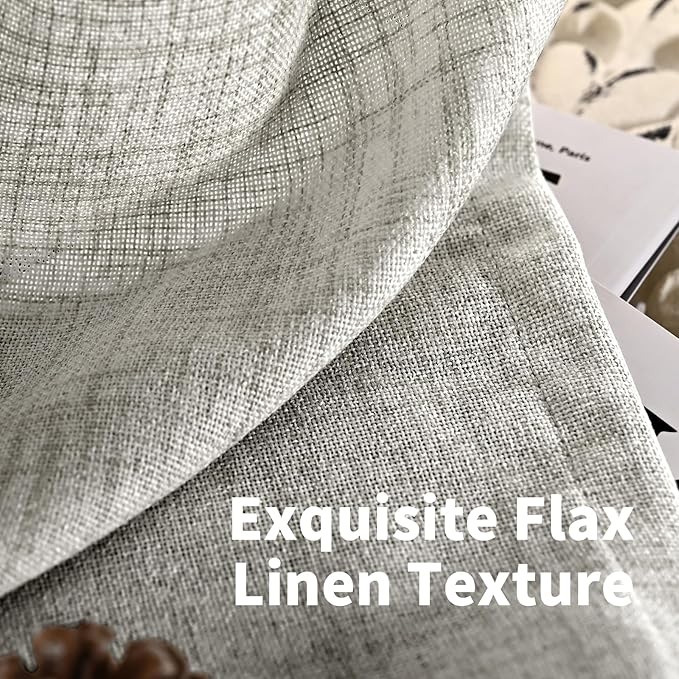 YoungsTex Dark Grey Linen Curtains 72 Inch Long 2 Panels for Living Room, Back Tab Rod Pocket Semi Sheer Window Drapes Light Filtering Textured for Bedroom Dining, 42 X 72 Inch