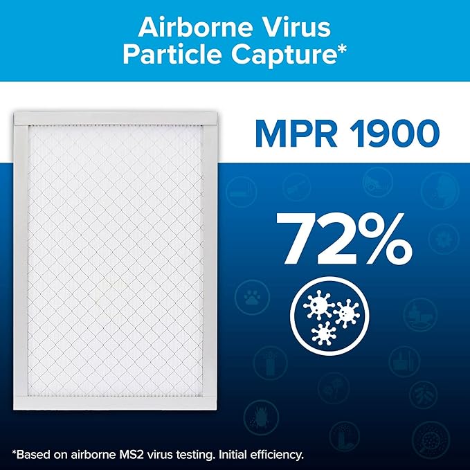 Filtrete 17.5x23.5x1 AC Furnace Air Filter, MERV 13, MPR 1900, Premium Allergen, Bacteria&Virus Filter, 3-Month Pleated 1-Inch Electrostatic Air Cleaning Filter,6-Pack (Actual Size 17.19x23.19x0.78in)