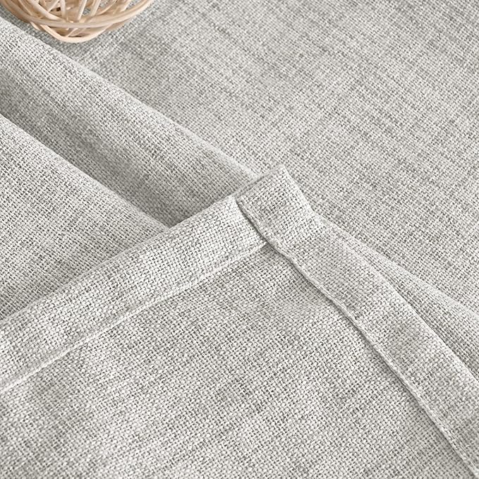 YoungsTex Light Grey Linen Curtains 63 Inch Length 2 Panels for Living Room, Back Tab and Rod Pocket Light Filtering Window Drapes for Bedroom Farmhosue Decorative Privacy, 60 X 63 Inch