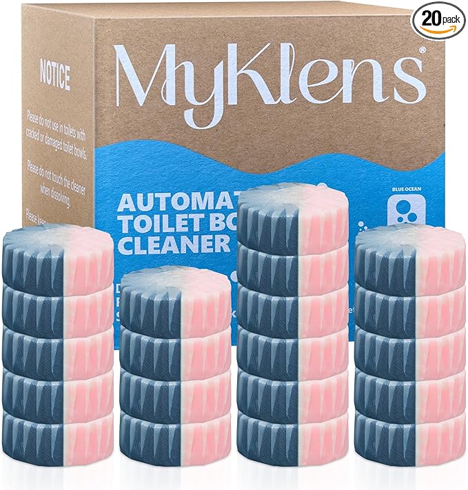 Toilet Bowl Cleaner Tablets, Automatic Toilet Bowl Cleaners, Long-Lasting Toilet Tabs Drop in Tank for Deodorizing & Descaling, Blue & Pink, 20 Packs