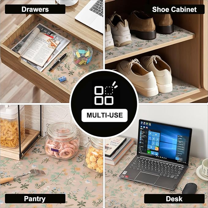 INNOLITES Shelf Liners for Kitchen Cabinets – Drawer Liner Waterproof & Oil-Proof, Non-Adhesive EVA Mat – Durable & Washable – for Shelves, Cupboard, Dresser 17.7" x 78.7"