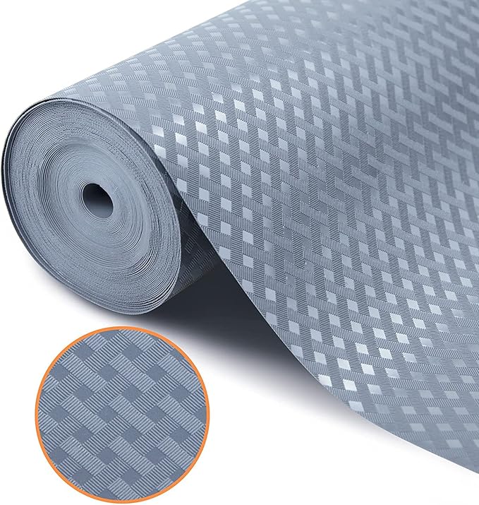 Shelf Liners for Kitchen Cabinets Refrigerator Liners Waterproof & Oil-Proof Kitchen Cupboard Liner Non-Slip Drawer Mats EVA Material Non Adhesive Fridge Mats for Shelves 17.3 x 236.2 Inches