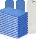 MATTHEW 18'' Microfiber Spray Mop Replacement Pads Heads for Wet Dry Reusable Mops Floor Home Commercial Cleaning Refills, Machine Washable Fits Compatible with Bona Mop&Most Spray Mops Blue (12 Pack)