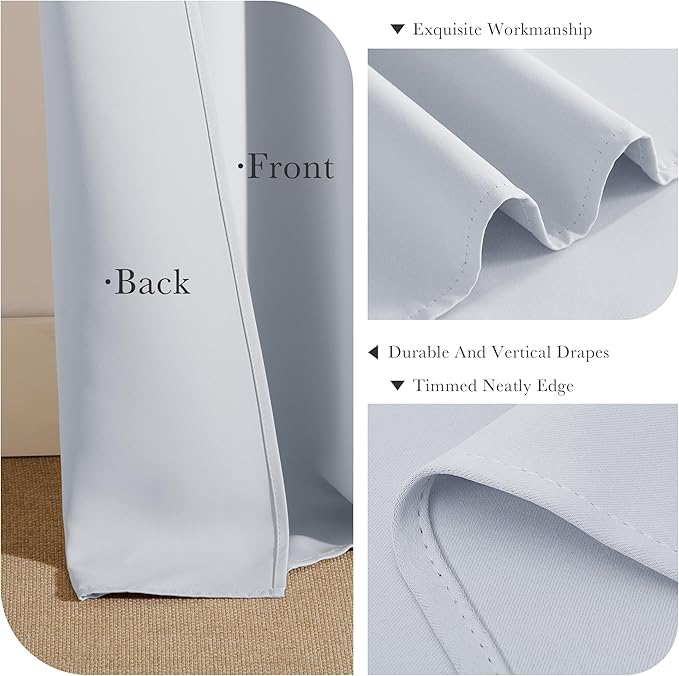 PONY DANCE White Room Darkening Curtains for Living Room 2 Panels Set, 42" W x 64" L, Thermal Insulated Light Blocking (Reduce 50%-60% Sunlight), Window Treatments Drape for Bedroom Privacy Protection