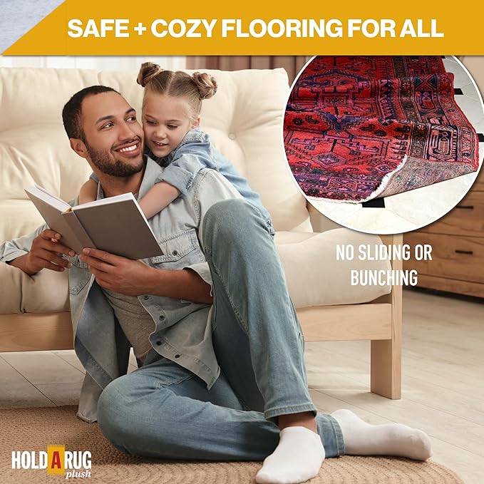 Hold-a-Rug Plush 10' x 14' Nonskid, Nonslip Rug Pad, Reversible Gripper, ¼ Thick, Safe for All Floors and Carpet, Keep Area Rugs Secure