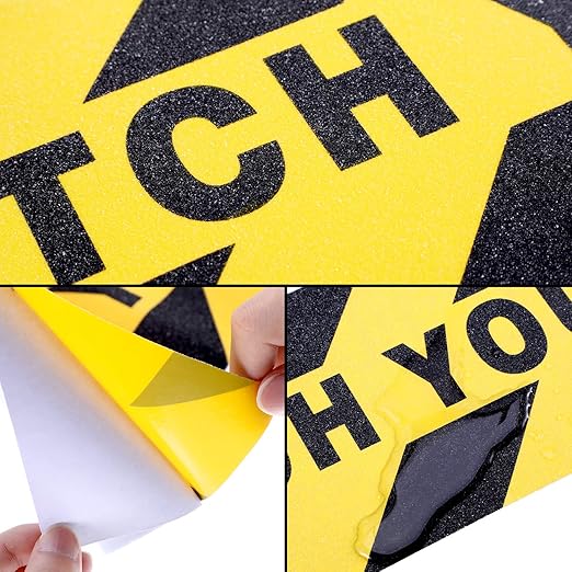 Boao 2 Pieces Watch Your Step Stickers Sign 6 x 24 Inch Caution Watch Your Step Floor Decals Warning Sticker Adhesive Tape Anti Slip Abrasive Tape for Workplace Safety Wet Floor Caution