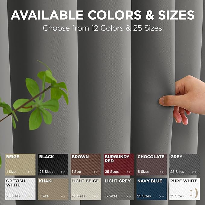 Joydeco Blackout Patio Sliding Door Curtains 90 Inches Long, Grommet Privacy Room Divider Curtains, Extra Wide Thermal Blackout Drapes for Bedroom Living Room (Light Grey, 70Wx90L, 1 Panel)