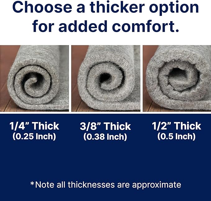 RUGPADUSA - Eco-Plush - 9' Square - 3/8" Thick - 100% Felt - Extra Cushioned Rug Pad - Available in 3 Thicknesses, Many Custom Sizes