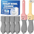 Navona 6 Pack Pumice Stone Scouring Sticks with 2 Universal Handles, Grey Pumice Stone for Cleaning Toilets, Bathrooms