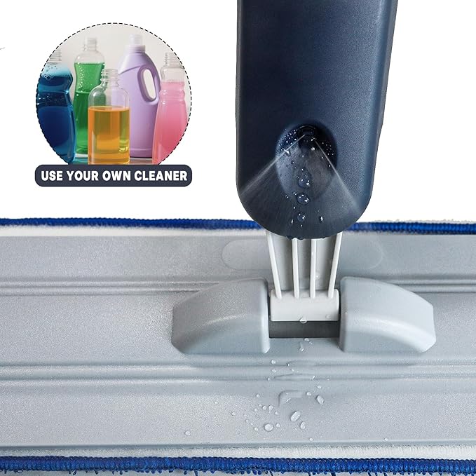 24" Microfiber mop for Floor Cleaning System, Commercial Heavy-Duty Wet Dry mops with Spray Mode, 28oz Tank, 2 Washable Pads, for Kitchen, Lobby, Pool, Factory, Office