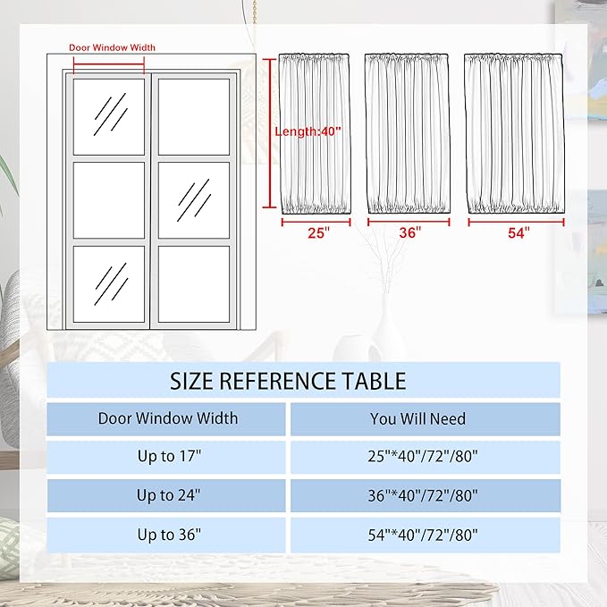 DWCN French Door Curtains – Rod Pocket Thermal Blackout Curtain for Doors with Glass Window, Kitchen and Patio Doors for Privacy, 25 X 40 Inches Long, 1 Curtain Panel with Tieback,Burnt Ochre