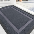 OLANLY Front Door Mat Indoor Outdoor Entrance, Waterproof All-Season, All-Weather Doormat, Sturdy Natural Rubber, Fade Resistant, Low Profile, Easy Clean Patio Porch Entryway Mat, 35x23, Light Grey