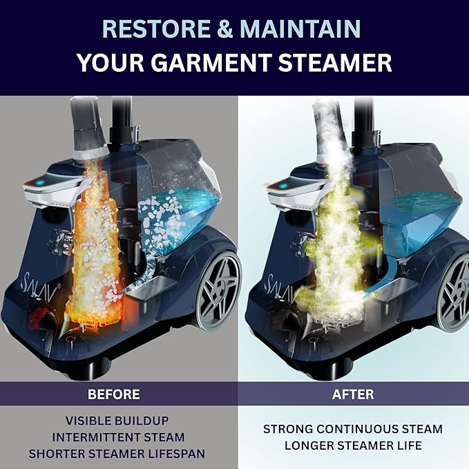 SALAV Garment Steamer Descaler/Decalcifier Packets for Mineral Deposits and Build-up Removal, Maintenance for Clothes Steamer, Use 1 Packet Every 4 Months, 3-pack