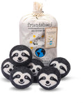Friendsheep Wool Dryer Balls 6 Pack XL Organic Premium Reusable Cruelty Free Handmade Fair Trade No Lint Fabric Softener Gray Sloth - Sloth Squad