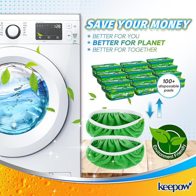 KEEPOW Reusable Wet Pads Refills Compatible with Swiffer Sweeper Mop, Dry Sweeping Cloths, Microfiber Wet Mopping Cloths for Hardwood Floor Cleaning, 12 Pack (Mop is Not Included)