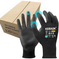 Kebada Safety Work Gloves,120 Pairs Bulk Pack, Touchscreen, PU Coated, Ideal for Warehouse, Construction, Gardening and Mechanics, Black, XX-Large