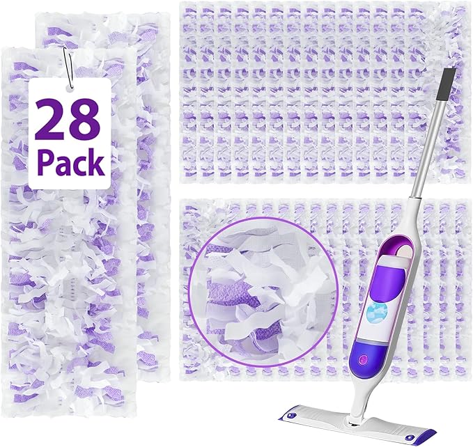 28 Count ‌Disposable Heavy-Duty Power Mop Pads Refills for Swiffer Power Mop ,Replacement Floor Cleaning Refills, Non-Washable & Unscented, Compatible with Swiffer PowerMop (Quick-Absorb, No Residue)