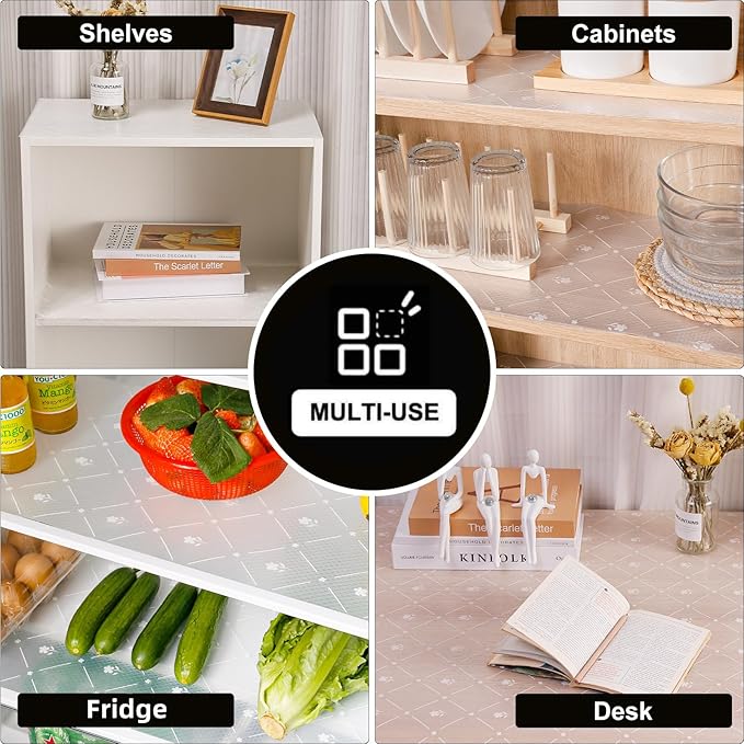 INNOLITES Shelf Liners for Kitchen Cabinets, Non Adhesive Drawer Cabinet Liner, Waterproof Oil-Proof Non-Slip Shelf Liner for Kitchen Pantry Refrigerator 11.8" x 118"
