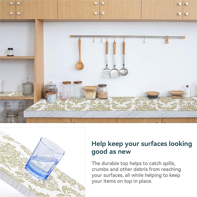 Shelf Liner 18" W x 96" L Cabinet Liners Non Adhesive, Drawer Liners Non Slip Kitchen Mat Waterproof Oil-Proof for Kitchen Cabinet, Shelves, Refrigerator, Storage, Easy to Trim