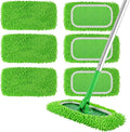 6Pcs Reusable Microfiber Mop Pads Compatible with Swiffer Sweeper Mop, Wet and Dry Flat mop Cover, Replacement Sweeping Mopping pad Refills for Surface/Hardwood Floor Cleaning