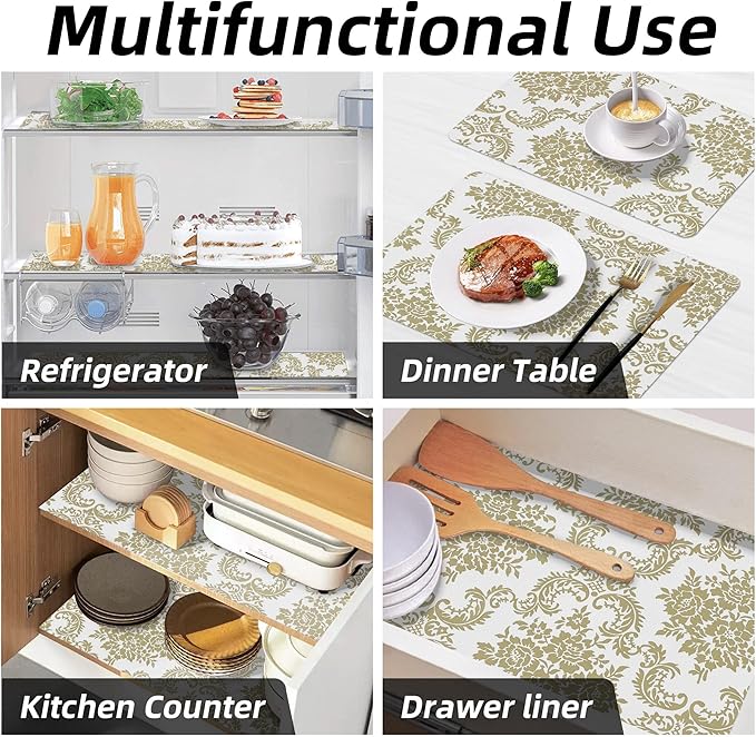 Cabinet Liners 5Rolls 18 x 96 Inch Wide Non Adhesive Kitchen Drawer Liner, Waterproof Shelf Liner Durable Anti-Slip for Kitchen Cabinets Shelf Liner Oil-Proof