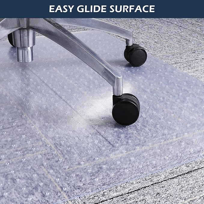 SALLOUS Chair Mat for Carpet, 36" x 48" Office Heavy Duty Chair Mat with Lip, Gaming Chair Mat for Carpeted Floors, Floor Protector Computer Desk Mat for Home Office (Clear, Extended Lip)