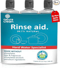 Nature Clean All Natural Dishwasher Rinse Aid Cleaner, Liquid Dishwasher Rinse Agent for Spot-Free Glass & Cutlery in Hard Water, Non Toxic Dish Washer Rinse Aid & Stain Remover, 8 oz/250ml, Pack of 3