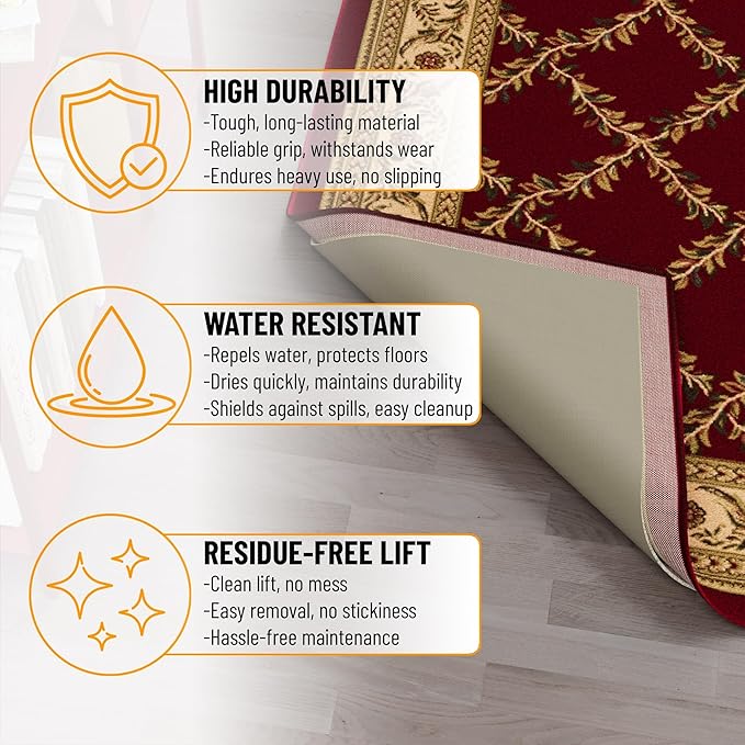Ottomanson 7'8" x 10' Non-Slip Rug Pad Gripper 1/12 Inch Ultra Thin Dual Surface Felt + Rubber Gripper - Safe for All Floors, Cream