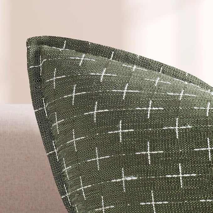 ZWJD Pillow Covers 16x16 Set of 2 Soft Polyester Textured Pillow Covers with Stylish Flange Edge Cozy Farmhouse Throw Pillows for Couch Bed Sofa Living Room