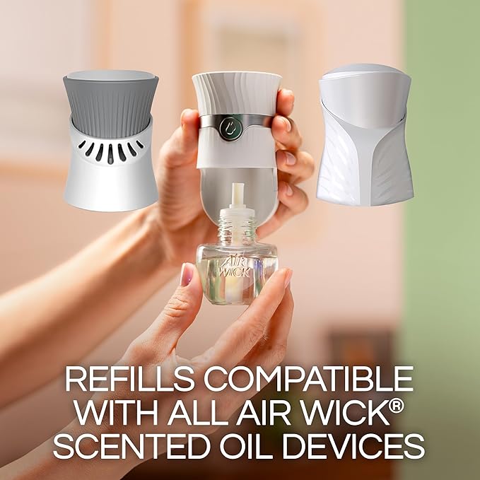 Air Wick Plug In Scented Oil Refills, Blue Sea + Beachwood, Air Fresheners for Home Long Lasting, Room Fresheners,Air Freshener Plug In, Essential Oils, House Essentials for Small + Large Spaces, 5 ct