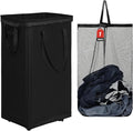 DOKEHOM 90L X-Large Laundry Basket with Removable Wash Bag on Wheels, Collapsible Rolling Laundry Hamper, Foldable Clothes Organizer, Folding Washing Bin (Black)