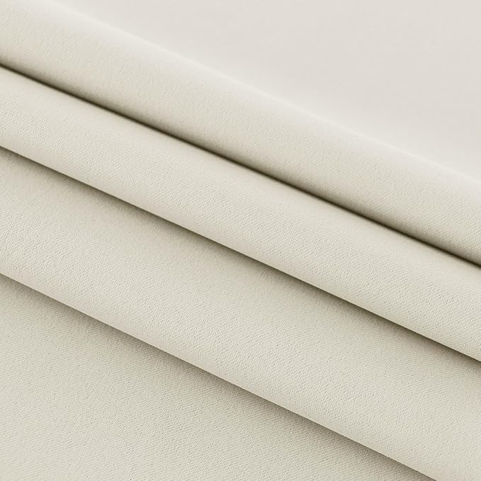 DWCN French Door Curtains – Rod Pocket Thermal Blackout Curtain for Doors with Glass Window, Kitchen and Patio Doors for Privacy, 12 X 72 Inches Long, 1 Curtain Panel with Tieback, Light Beige