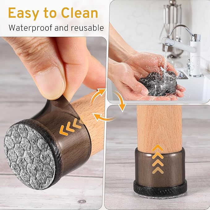 24PCS Round Chair Leg Floor Protectors, Furniture Sliders, Chair Leg Protectors for Hardwood Floors, Non-Slip Felt Furniture Pads, Silicone Cap Covers to Protect Floors, (Fit 0.75" - 1.1")