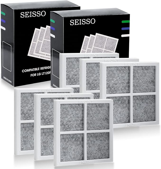 SEISSO LT120F Fresh Refrigerator Air Filter Replacement for LG, Compatible with Kenmore - Freshen up Refrigerator Air, Absorb Odors - 6 Packs