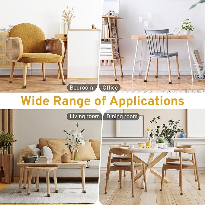 24PCS Extra Small Chair Leg Floor Protectors, Furniture Sliders, Chair Leg Protectors for Hardwood Floors, Non-Slip Felt Furniture Pads, Round Silicone Cap Covers to Protect Floors(Fit 0.5" - 0.75")