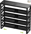 Expandable, Stackable, Adjustable Spice Rack kitchen Organizer,Metal Pantry Storage Shelves - Multi-Tier Shelf for Cabinet, Countertop, Pantries, Cupboard or Wall Mount,Black