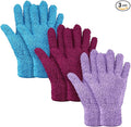 Patelai 3 Pairs Microfiber Plant Dusting Gloves Leaf Cleaning Gloves for Indoor Plants, Blinds, Furniture, House(Small,Reddish Violet, Blue, Purple)