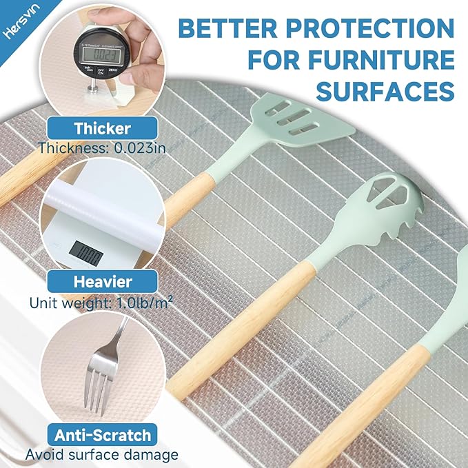 Shelf Liners 22 in x 20 ft EVA Drawer Mats, Non-Adhesive Cupboard Protector, Kitchen Cabinet Lining Fridge Liner (Clear Flat Dot, 56x610cm)
