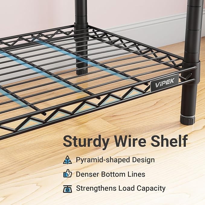 VIPEK V5LC Garment Rack Heavy Duty Covered Clothes Racks with Dimmable LED Light 3000K Warm White, Portable Closet Wardrobe Freestanding Clothing Racks for Hanging Clothes, Black Rack with Black Cover