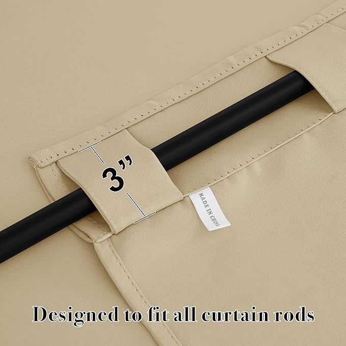 RYB HOME Small Window Curtains - Blackout Insualting Privacy Curtains for Kids Bedroom Kitchen Bathroom Basement Cafe Cabinet Tiers Drapes, 34 Width x 24 Length, 2 Panels, Biscotti Beige