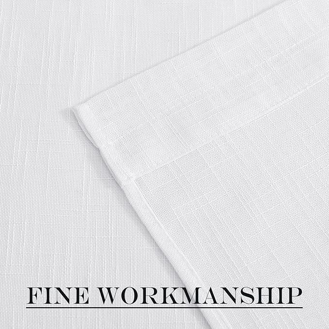 NICETOWN Sheer French Door Curtain, White Linen Door Window Curtain Rod Pocket Light Filtering Drapes for Living Room Tieback Included(26" Width x 72" Lngth, 1 Panel)