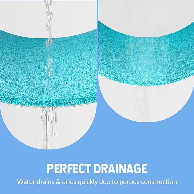Non-Slip Bathtub Mat, Anti Slip Shower Mat, Fast Drying Bathtub Mats, Foot Scrubber Mat, Anti Slip Mat for Tub, Floor, Bathroom, Kitchen, Home, Hotel (Turquoise Blue 36"×24")