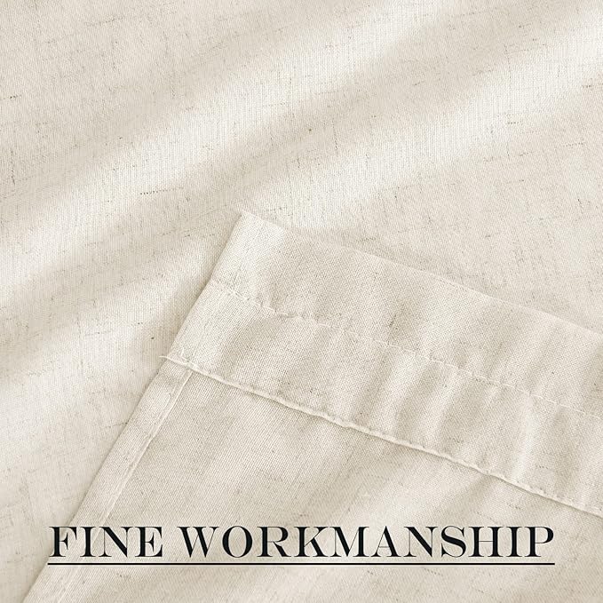 NICETOWN Natural Door Curtain for French Door, Thick Linen Blended Light Filtering Solid Rod Pocket Window Cover for Glass Patio, 26" Width x 72" Length, 1 PC