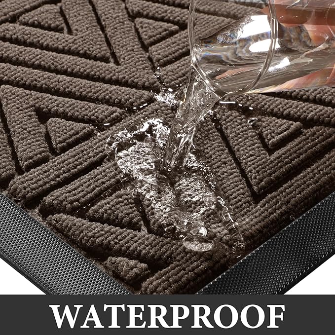 Yimobra Outdoor Mats for Front Door 29.5x17, All-Weather Waterproof Non-Slip Outdoor Door Mat Outside Eentrance, Garage/Patio Entryway Indoor Doormat, Easy Clean, Brown