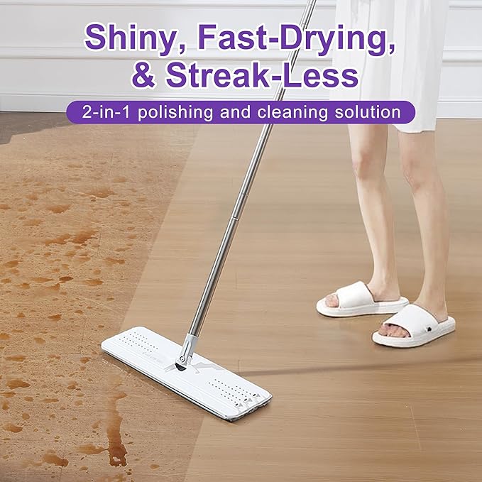 JOYMOOP Mop and Bucket with Wringer Set and Floor Cleaner Pods, Flat Floor Mop with 3 Reusable Microfiber Pads, Wet and Dry Use, Freesia Scent Pack of 15 Pacs for Floor Cleaning