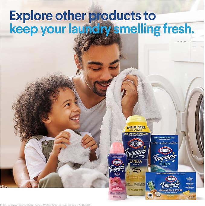 Clorox Fraganzia Laundry Scent Booster Crystals in Ocean Scent - Scented In-Wash Freshener Beads for Fresh, Clean, Great Smelling Clothes and Linens, 18 Oz - 2 Pack