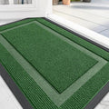 OLANLY Front Door Mat Indoor Outdoor Entrance, Waterproof All-Season, All-Weather Doormat, Sturdy Natural Rubber, Fade Resistant, Low Profile, Easy Clean Patio Porch Entryway Mat, 29.5x17, Green