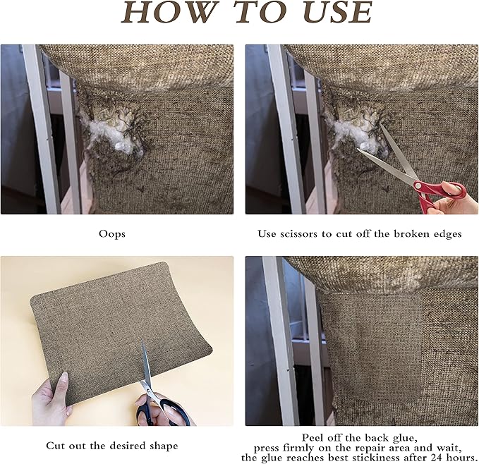 KING MOUNTAIN Coarse Linen Repair Patches, Self-Adhesive Linen Fabric Patches, 8X11 inch Extra Size, Multi Color, Can be Used for Linen Sofa Repair and Linen Clothes Repair(8" x 11",Light Beige)